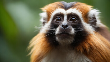 Fototapeta premium Cute Tamarin Monkey Portrait in Jungle 