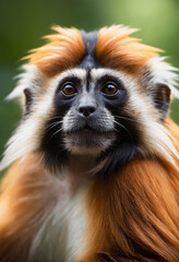 Fototapeta premium Cute Tamarin Monkey Portrait in Jungle 