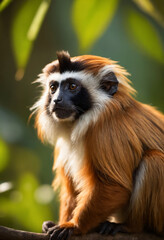 Fototapeta premium Cute Tamarin Monkey Portrait in Jungle 