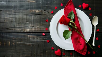 Romantic Table Setting with Rose