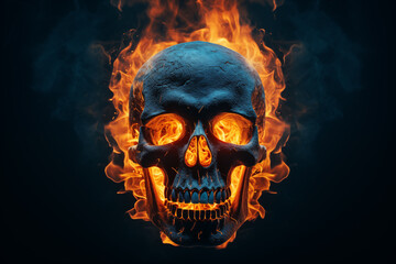 Burning Skull on Dark Background