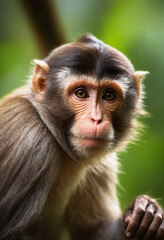 Cute Monkey Portrait in Jungle	
