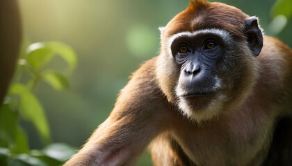 Obraz premium Cute Monkey Portrait in Jungle 