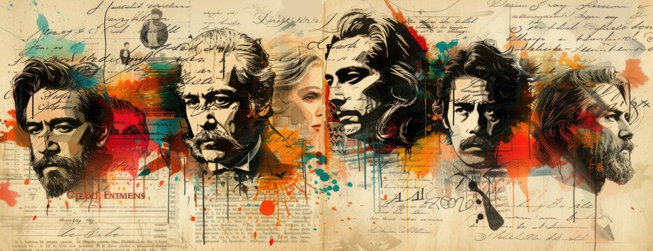 Written Word Collage: Celebrating Poets and Writers with Quills, Ink, and Old Letters