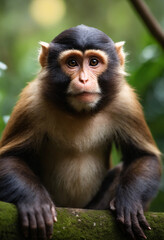 Fototapeta premium Cute Monkey Portrait in Jungle 