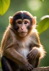 Cute Monkey Portrait in Jungle	
