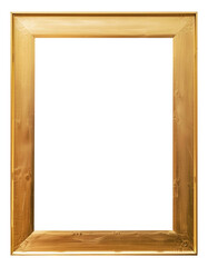 PNG golden frame. Simple gold picture display isolated on transparent background