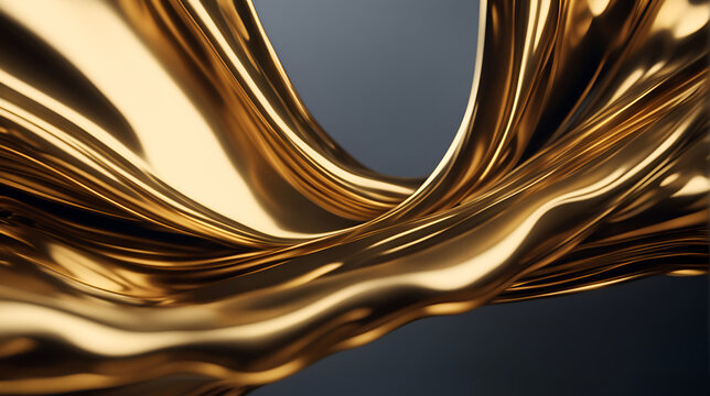 Abstract liquid flowing gold - Generative AI