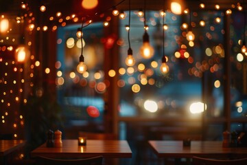 Fototapeta premium Blurred background of the restaurant with bokeh lights photography::10 , 8k, 8k render::3 --ar 3:2 --v 6.0 - Image #1 @amir manzoor