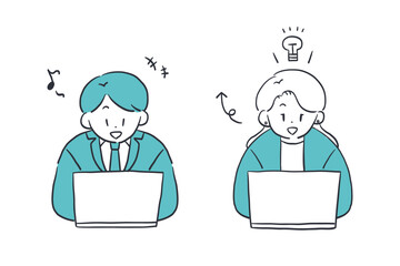 仕事が捗るスーツの男女セット