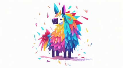Colorful pinata with dynamic explosion.