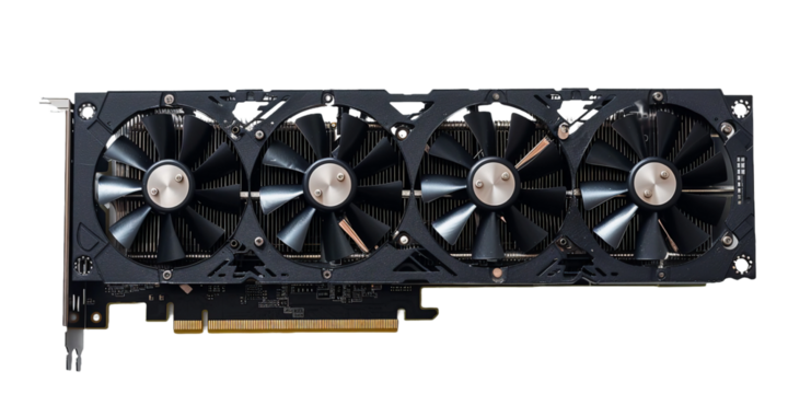 GPU Graphics cessing Unit top view, transparent background, isolated image, generative AI