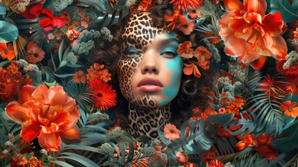Foliage and Fashion Fusion Collage: Nature-Inspired Avant-Garde Attire with Models in Natural Splendor