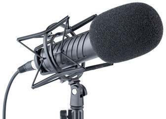 Microphone. Professional dynamic or condenser microphone. Radio broadcasting or podcast microphone...