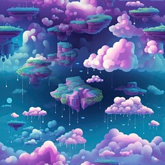 Fantasy clouds seamless pattern