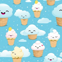Ice creams seamless pattern