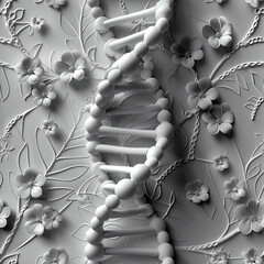 white DNA Helix, Tile as background and to fill areas in soft colors, ai Generated