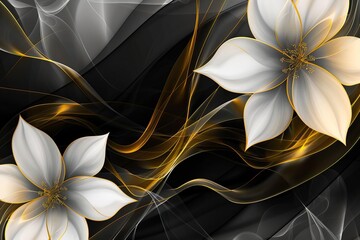 Luxury abstract background with a blend of black Gold And white in a floral design Offering a sense of sophistication and elegance
