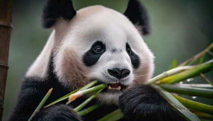Obraz premium A panda chewing on bamboo