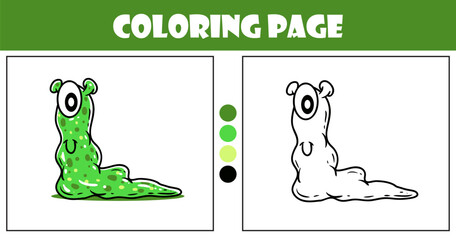 Green monster character coloring for kids vector illustration