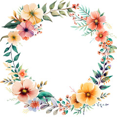 Boho round floral frame sticker style on transparent background - Ai generated