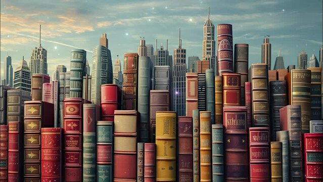 stack of old books city book day