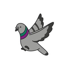 Pigeon icon in flat style. Bird vector illustration on white isolated background. Bird business concept.