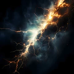 Muurstickers lightning in the night © morgan