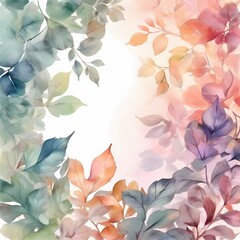 Fototapeta na wymiar Beautiful watercolor background with soft color leaves, copy space area. design for poster, banner, web, social media. ai generative design