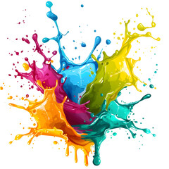 Colorful paint splashes on transparent background - Ai generated