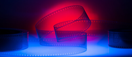 color cinema background with film strip