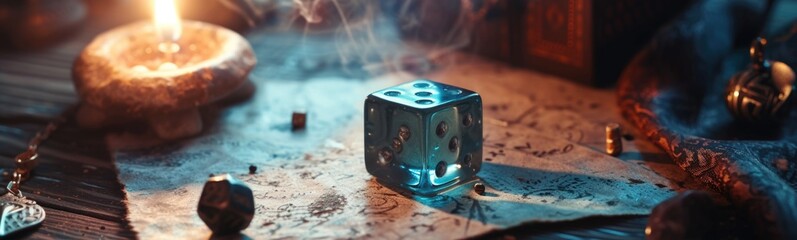 Dice divination concept background . Banner - obrazy, fototapety, plakaty