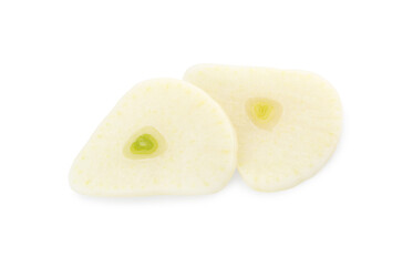 Pieces of fresh garlic isolated on white