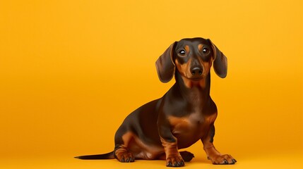 Dachshund dog on a one color background, copy space - generative ai