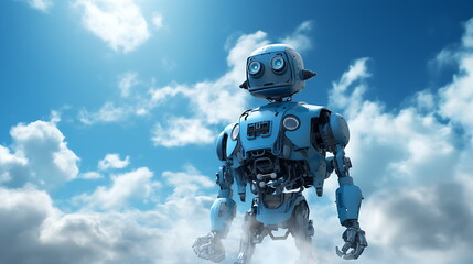 Fototapeta premium robots with cloud computing technology, generative ai