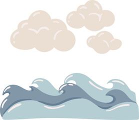 Waters and sky, kids illustration