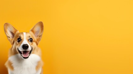 corgi dog on a one color background, copy space - generative ai