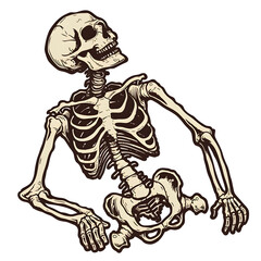 Human skeleton sticker style transparent background - Ai Generated