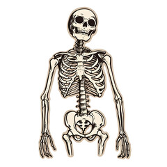 Human skeleton sticker style transparent background - Ai Generated
