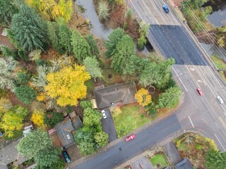 Suburbs and autumn trees .Portland, Oregon, United States.
