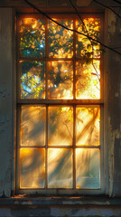 Nostalgia quente painel de janela luz e sombra fotografia de arte retrô - obrazy, fototapety, plakaty