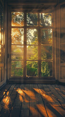 Nostalgia quente painel de janela luz e sombra fotografia de arte retrô