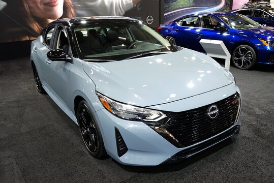 TORONTO-FEBRUARY 15, 2024: Nissan Sentra SR new car model for 2024 at the 2024 Canadian International Auto Show in Toronto