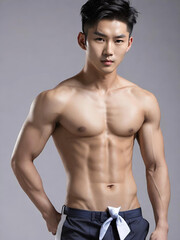 Fototapeta premium young asian man showing his abs
