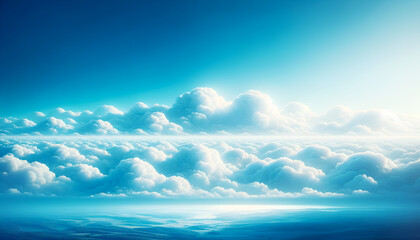 Endless sky with plush cloudscape at high altitude.
Generative AI.