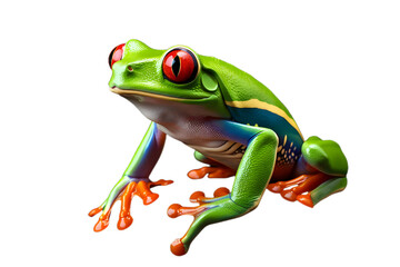 Obraz premium Red eyed tree frog isolated on transparent background - Ai Generated