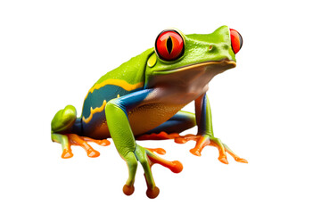 Red eyed tree frog isolated on transparent background - Ai Generated