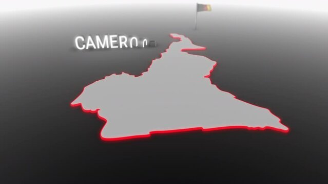3d animated map of Cameroon gets hit and fractured by the text “Crisis”