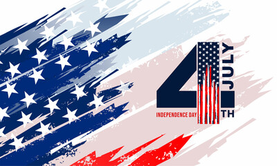happy 4th of July independence day with firework , vektor background, poster, banner, flyer, template