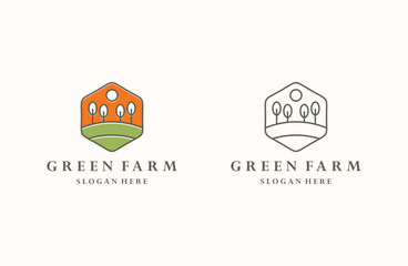 Green farm logo icon design template vector illustration
